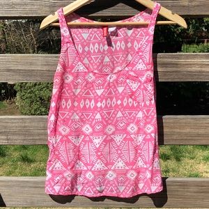 H&M Divided Pink and White Aztec Tank Top Sz 2